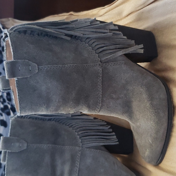 Joe's grey, suede, fringe boots - Picture 2 of 8